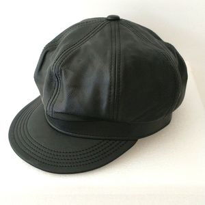 Unbranded Black Leather Newsboy cap  sz L/XL